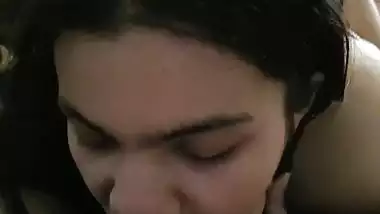 Cute girl sucking dick and balls of boyfriend viral MMS